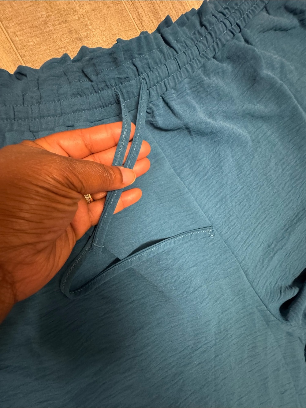 4XL Women’s Teal Wide Leg Capri Pants Drawstring Elastic Waist Boho Hippie Y2K